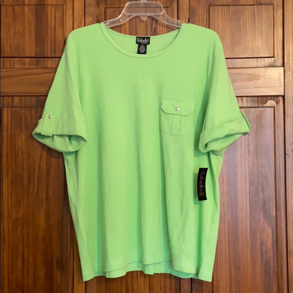 Rafaella Green Tee w/ pocket size 2X